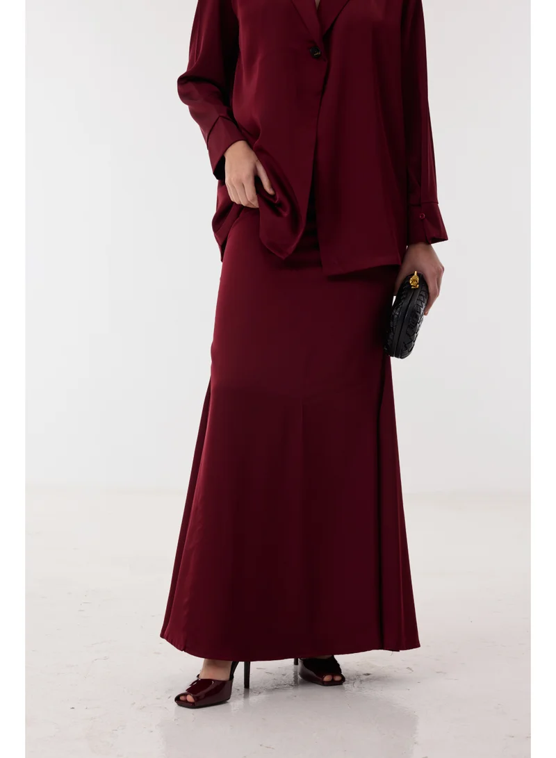 أشيتا فرنانديز تنورة ميدي ساتان بولي منظمة بسحاب - لون نبيتي